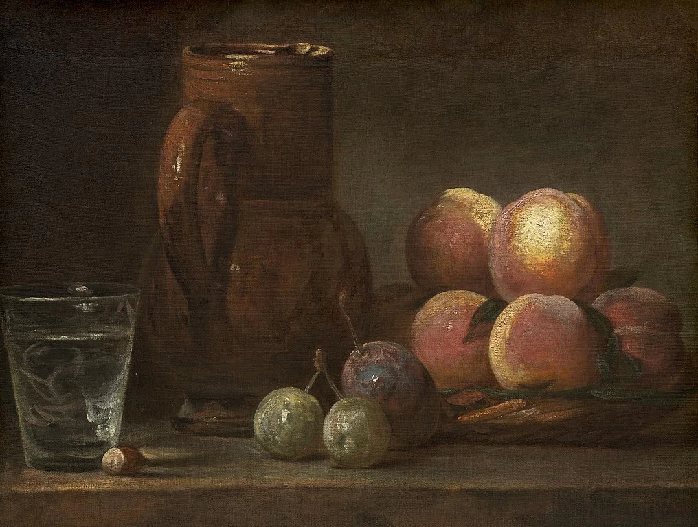 Jean Siméon Chardin - Frutta, brocca e bicchiere, National Gallery of Art, Washington DC